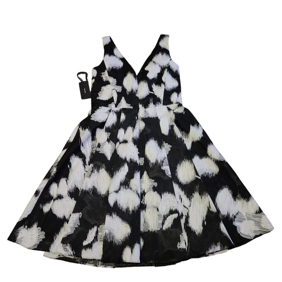 Vera Wang Jacquard floral black dress size 2 - Picture 6 of 8